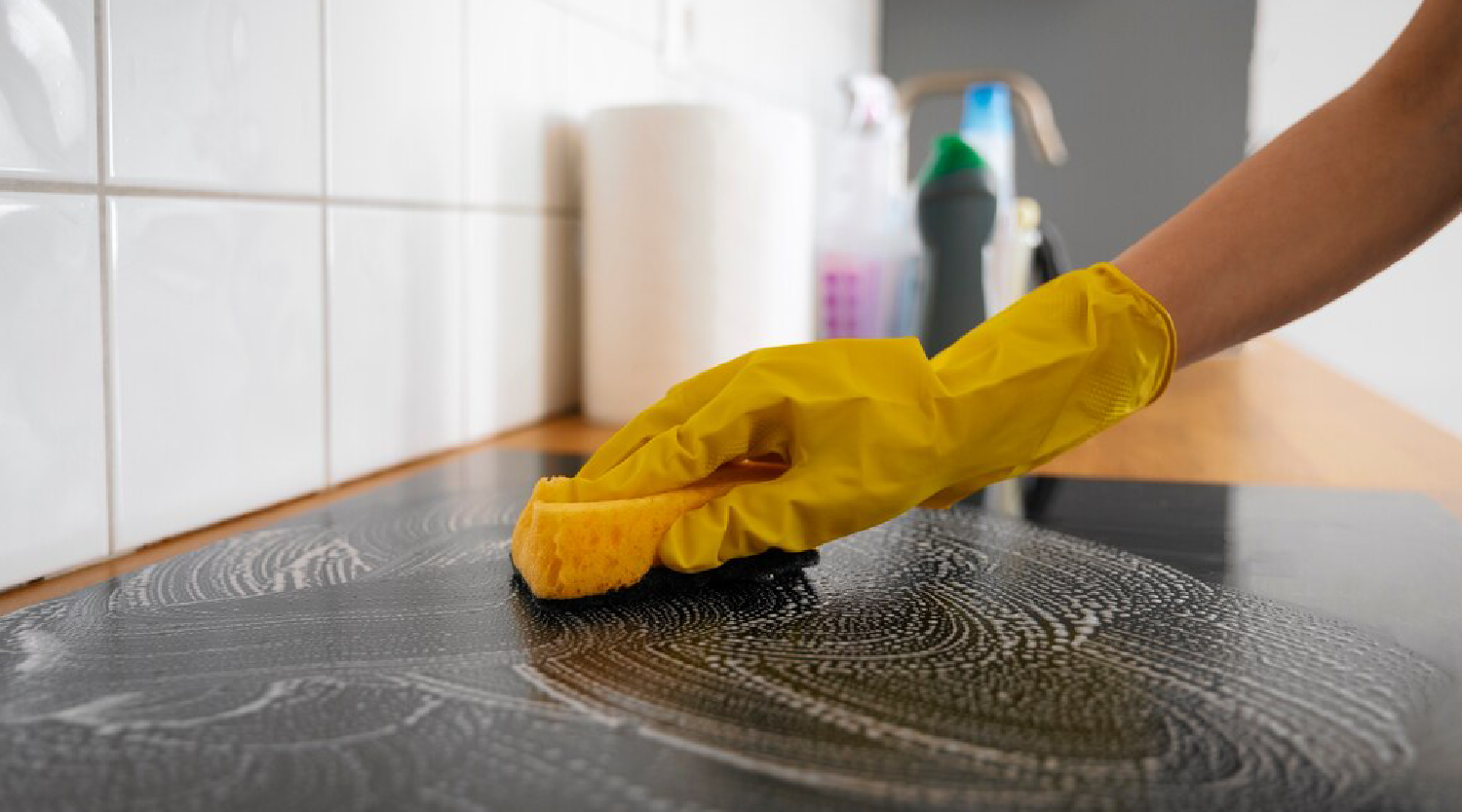 girl cleaning room